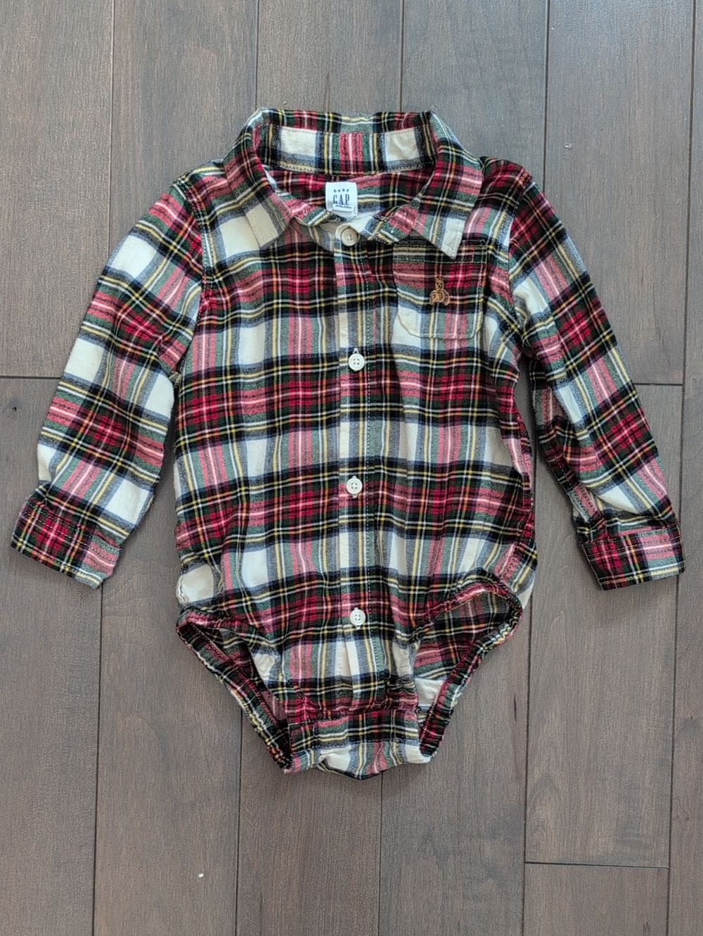 GAP Plaid Flannel 18-24 Month Long-Sleeve Bodysuit